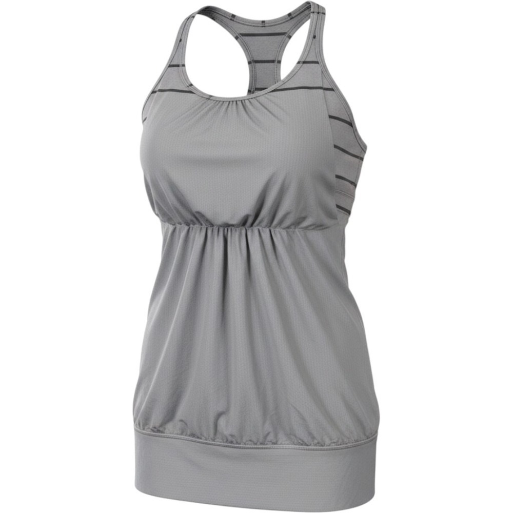 Lululemon No Limits Tank Top Gray Striped Built-in Bra Racerback Size 6
